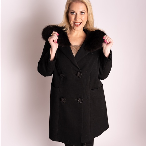 1960’s vtg coat w fox fur L - Picture 7 of 9